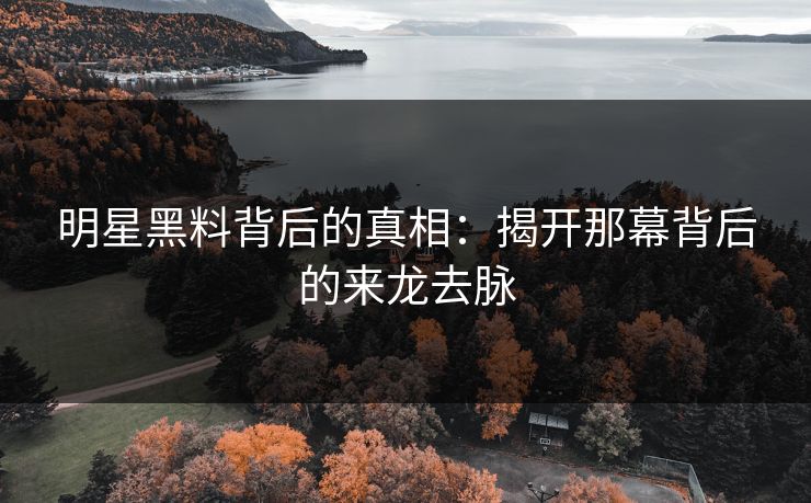 明星黑料背后的真相：揭开那幕背后的来龙去脉